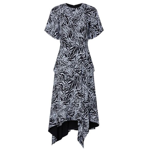 Proenza Schouler Animal Print Short Sleeved Draped Dress 8 - Picture 5 of 14